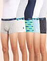USPA Innerwear Boys Mid Rise Cotton Spandex Trunks - Pack Of 5