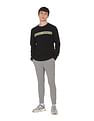 Calvin Klein Men Black Brand Stripe Textured Sweater