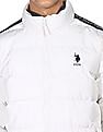 U.S. Polo Assn. Men White High Neck Solid Quilted Jacket