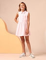 U.S. Polo Assn. Kids Girls Vertical Striped Fit And Flare Dress