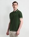 Arrow Sport Striped Collar Solid Polo Shirt