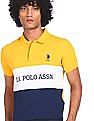 U.S. Polo Assn. Men Mustard Colour Block Pique Polo Shirt
