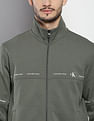 Calvin Klein High Neck Solid Zip Through Sweatshirt