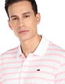 AD by Arvind Cotton Horizontal Stripe Polo Shirt