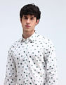 Flying Machine Printed Satin Slim Fit Shirt