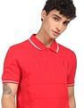 AD by Arvind Cotton Panelled Solid Polo Shirt