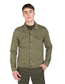 Flying Machine Spread Collar Solid Denim Jacket