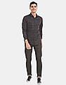 Calvin Klein Men Black Slim Fit Windowpane Check Casual Shirt