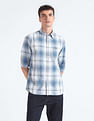 Flying Machine Tartan Check Herringbone Shirt