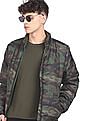 Aeropostale Men Olive High Neck Camouflage Print Puffer Jacket