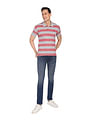 AD by Arvind Cotton Horizontal Stripe Polo Shirt