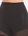 Calvin Klein Women Black Mesh Panel Outline Short Tights