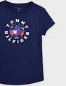Tommy Hilfiger Kids Girls Graphic Regular Fit Cotton T-Shirt