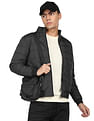 Flying Machine High Neck Solid Quilted Jacket