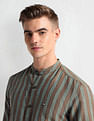 Arrow Sports Mandarin Collar Vertical Stripe Shirt