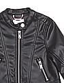 U.S. Polo Assn. Kids Girls Black Mandarin Collar Solid Biker Jacket