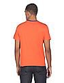 U.S. Polo Assn. Men Coral And White Stripe Front Colour Block T-Shirt