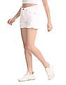 Aeropostale White Distressed Cheeky Denim Shorts