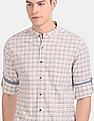 Flying Machine Mandarin Collar Check Casual Shirt