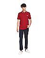 Aeropostale Men Red Cotton Solid Polo Shirt