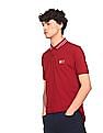 Aeropostale Men Red Cotton Solid Polo Shirt