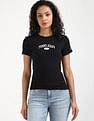 Tommy Hilfiger Womens Black Solid T-Shirt