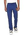 U.S. Polo Assn. Men Blue Elasticized Waist Solid Track Pants