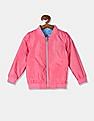 U.S. Polo Assn. Kids Girls Pink And Blue Reversible Bomber Jacket