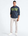 Flying Machine Colour Block Cotton Shirt
