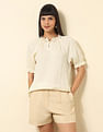 U.S. Polo Assn. Women Solid Lace Deatil Top