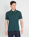 Arrow Tipped Collar Solid Polo Shirt