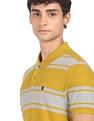 AD by Arvind Cotton Horizontal Striped Polo Shirt