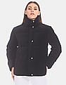 Calvin Klein Women Black A-Velvet Puffer Mock Neck Cotton Jacket