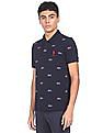U.S. Polo Assn. Ribbed Collar Logo Print Polo Shirt