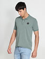 Flying Machine Ribbed Collar Solid Polo Shirt
