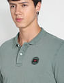 Flying Machine Ribbed Collar Solid Polo Shirt
