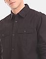 GAP Men Black Long Sleeve Flap Pocket Twill Utility Casual Shirt