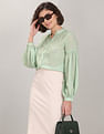 U.S. Polo Assn. Women Mandarin Collar Abstract Print Evening Top