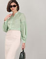 U.S. Polo Assn. Women Mandarin Collar Abstract Print Evening Top