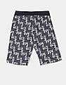 U.S. Polo Assn. Kids Boys Blue All Over Brand Print Knit Shorts
