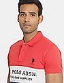 U.S. Polo Assn. Men Red And Blue Colour Block Pique Polo Shirt