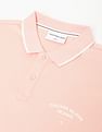 Calvin Klein Solid Cotton Curved Logo Polo Shirt