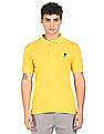 U.S. Polo Assn. Men Yellow Cotton Printed Polo Shirt
