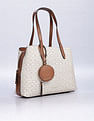 Calvin Klein Printed Beige Pvc Hand Bags