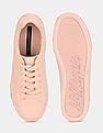 Tommy Hilfiger Women Pink Low Top Perforated Lace Up Sneakers