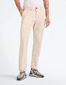 Flying Machine Elasticised Waist Solid Trousers