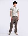 Flying Machine Abstract Print Cotton Polo Shirt