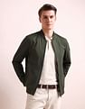 Arrow Sports Stand Neck Solid Bomber Jacket