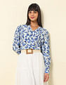U.S. Polo Assn. Women Mandrin Collar Shirt With Aop