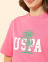 U.S. Polo Assn. Women Boxy Fit Brand Printed T-Shirt